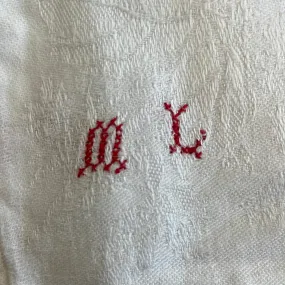 Set of 20 embossed vintage French Linen serviettes with initials