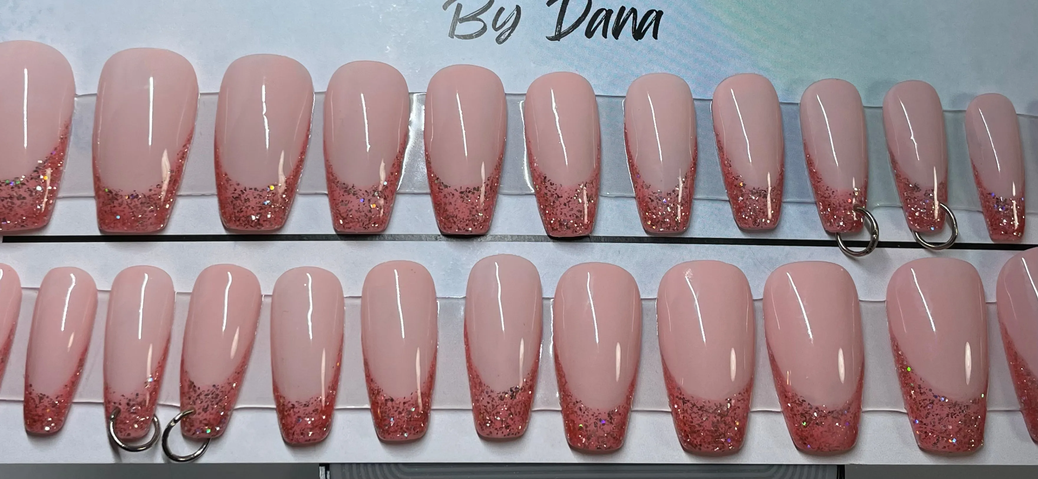 Set of 24 Hand Painted Medium Coffin Nails