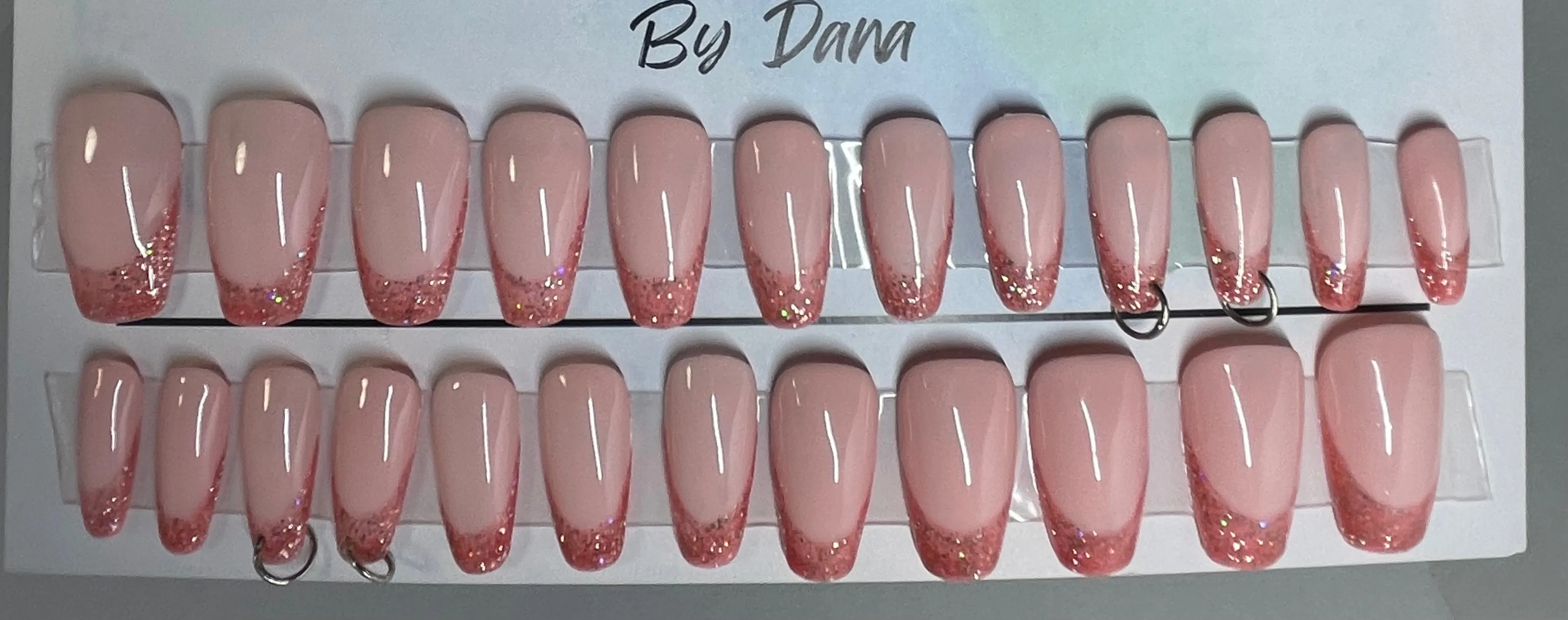 Set of 24 Hand Painted Medium Coffin Nails