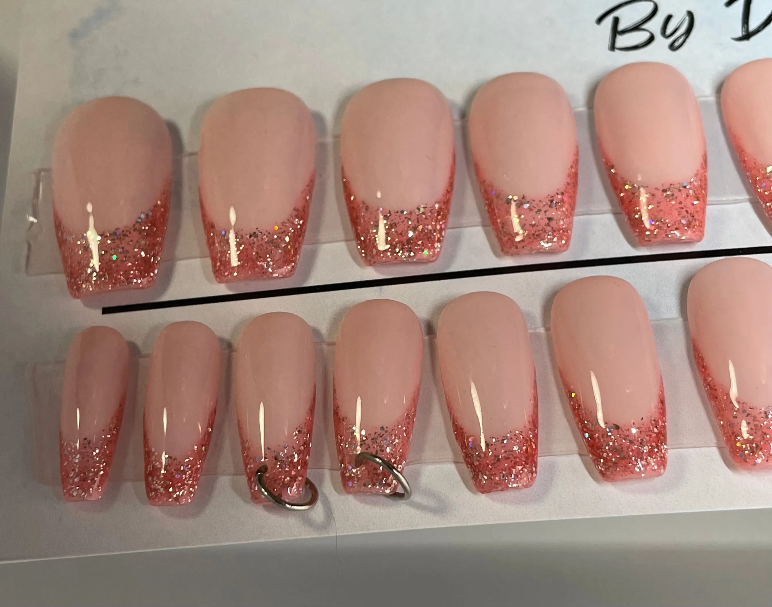 Set of 24 Hand Painted Medium Coffin Nails
