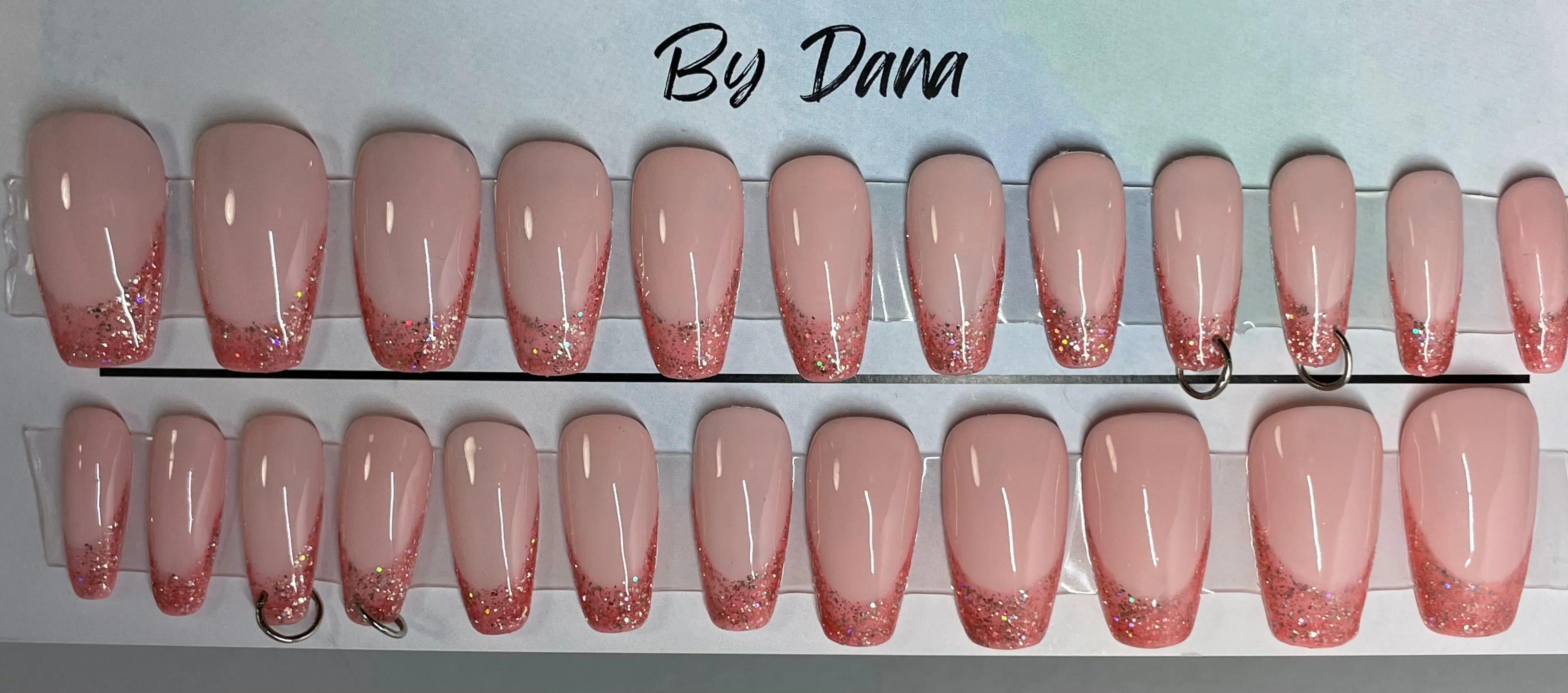 Set of 24 Hand Painted Medium Coffin Nails