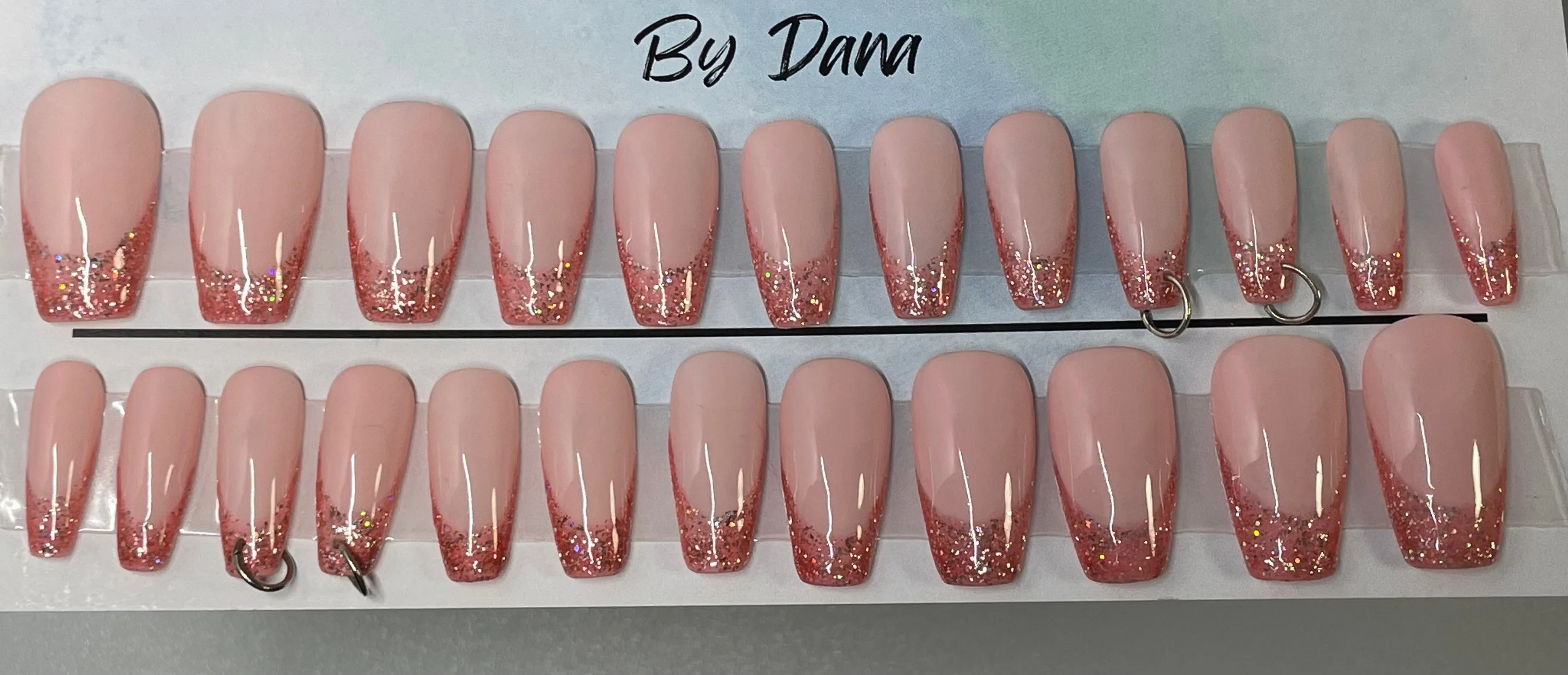Set of 24 Hand Painted Medium Coffin Nails