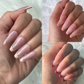 ShadedbyShanell Essential French Tips | SHEER NUDE FULL | 30 NAILS PRESS-ON SET | Medium Ballerina | Nude Collection
