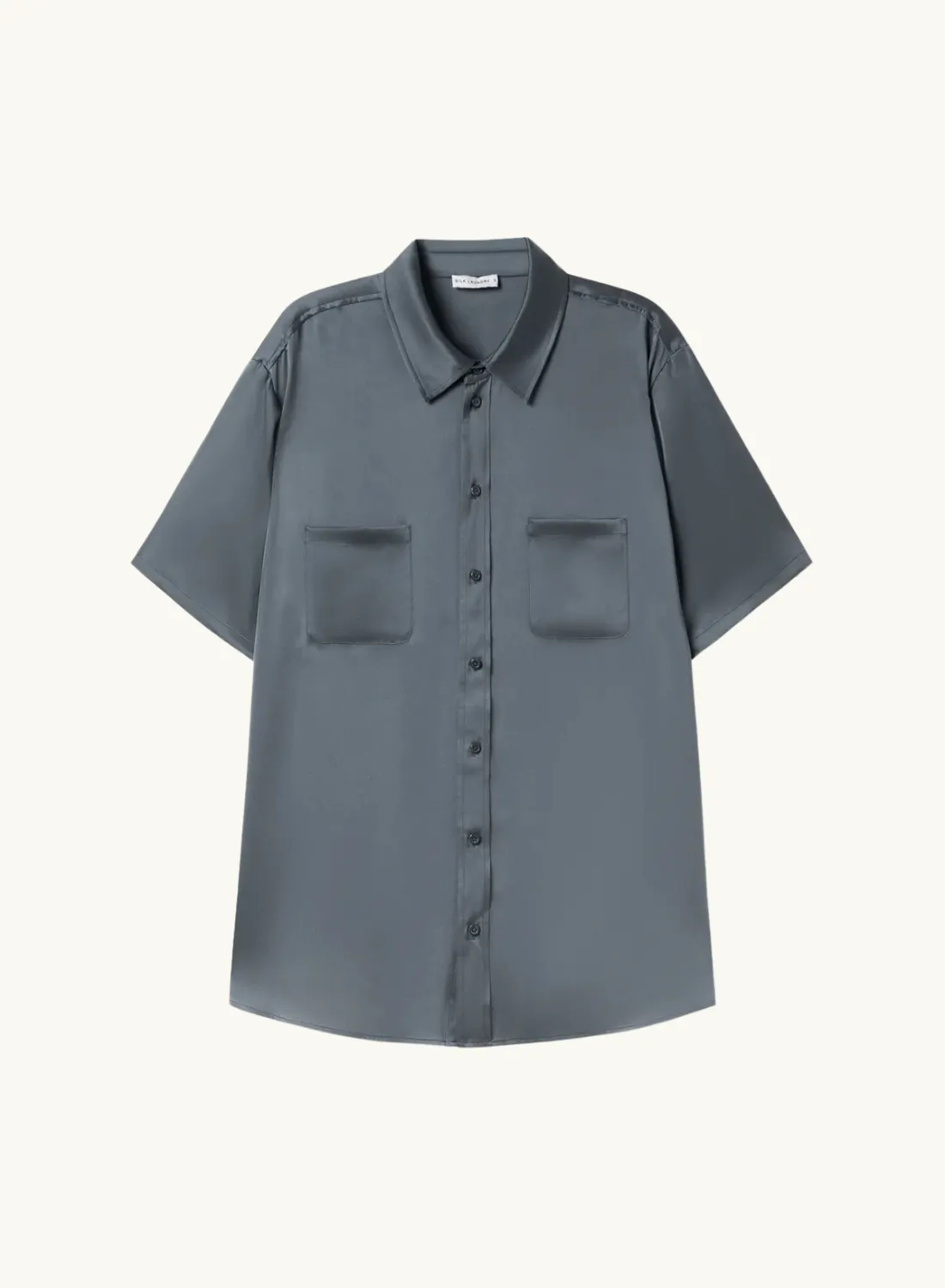 Silk Laundry Short Sleeve Boyfriend Shirt in SLATE