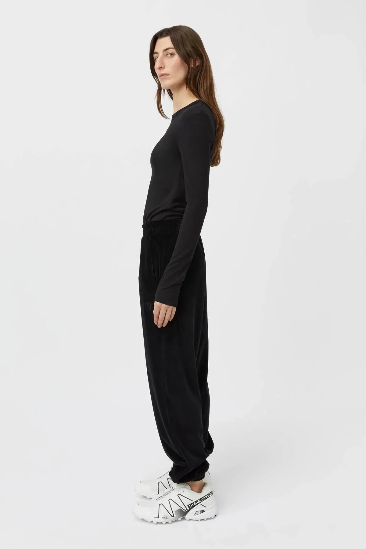 Simone Velour Trackpant | Black