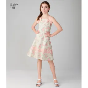 Simplicity Pattern 1456 Girls' Dress with Bodice Variations and Hat