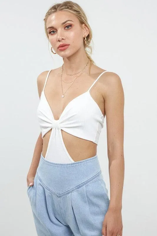sleeveless cutout ribbed bodysuit