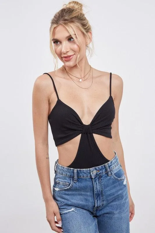 sleeveless cutout ribbed bodysuit