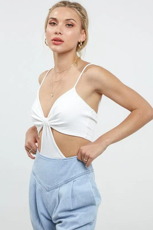 sleeveless cutout ribbed bodysuit