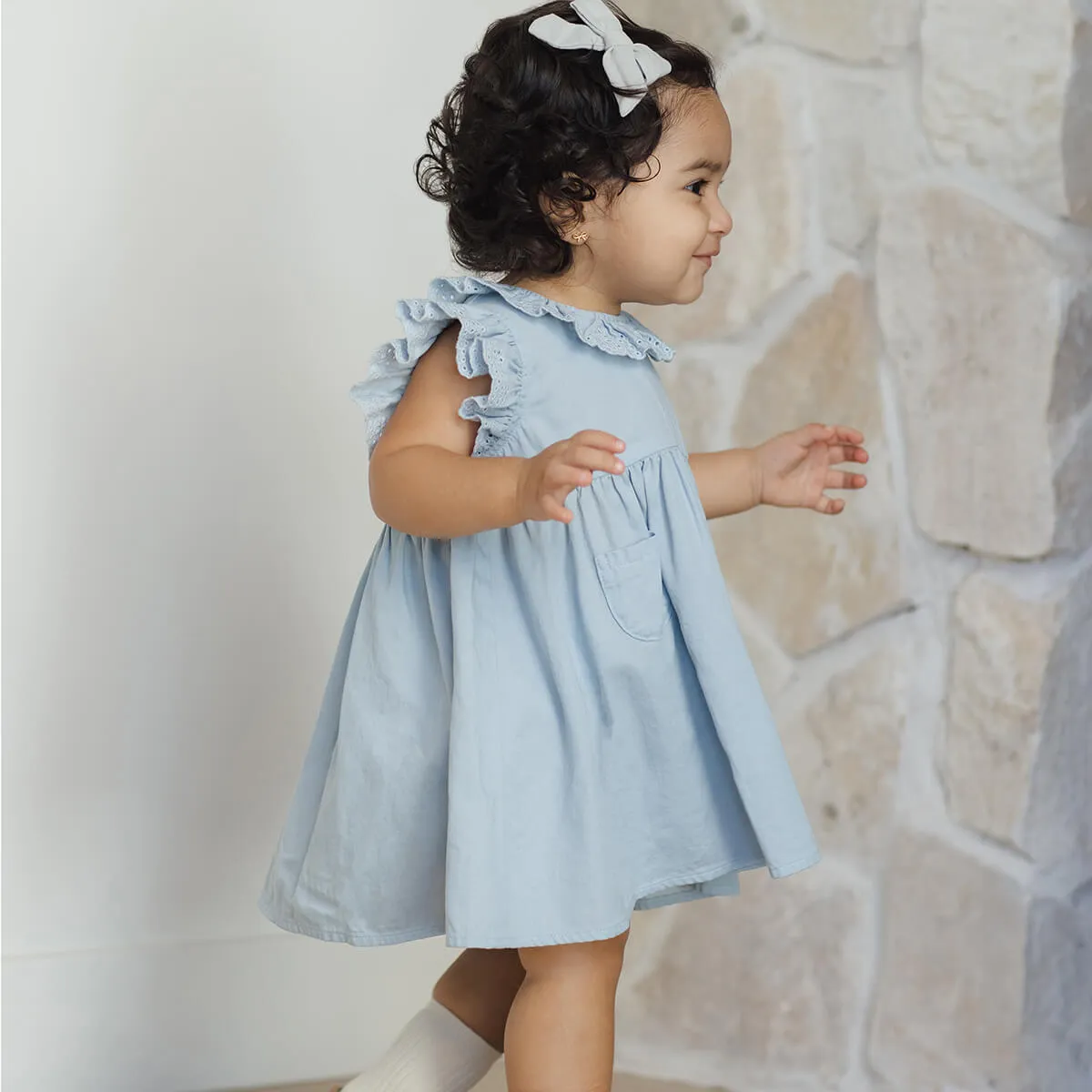 Sophie Dress in Chambray by Quincy Mae