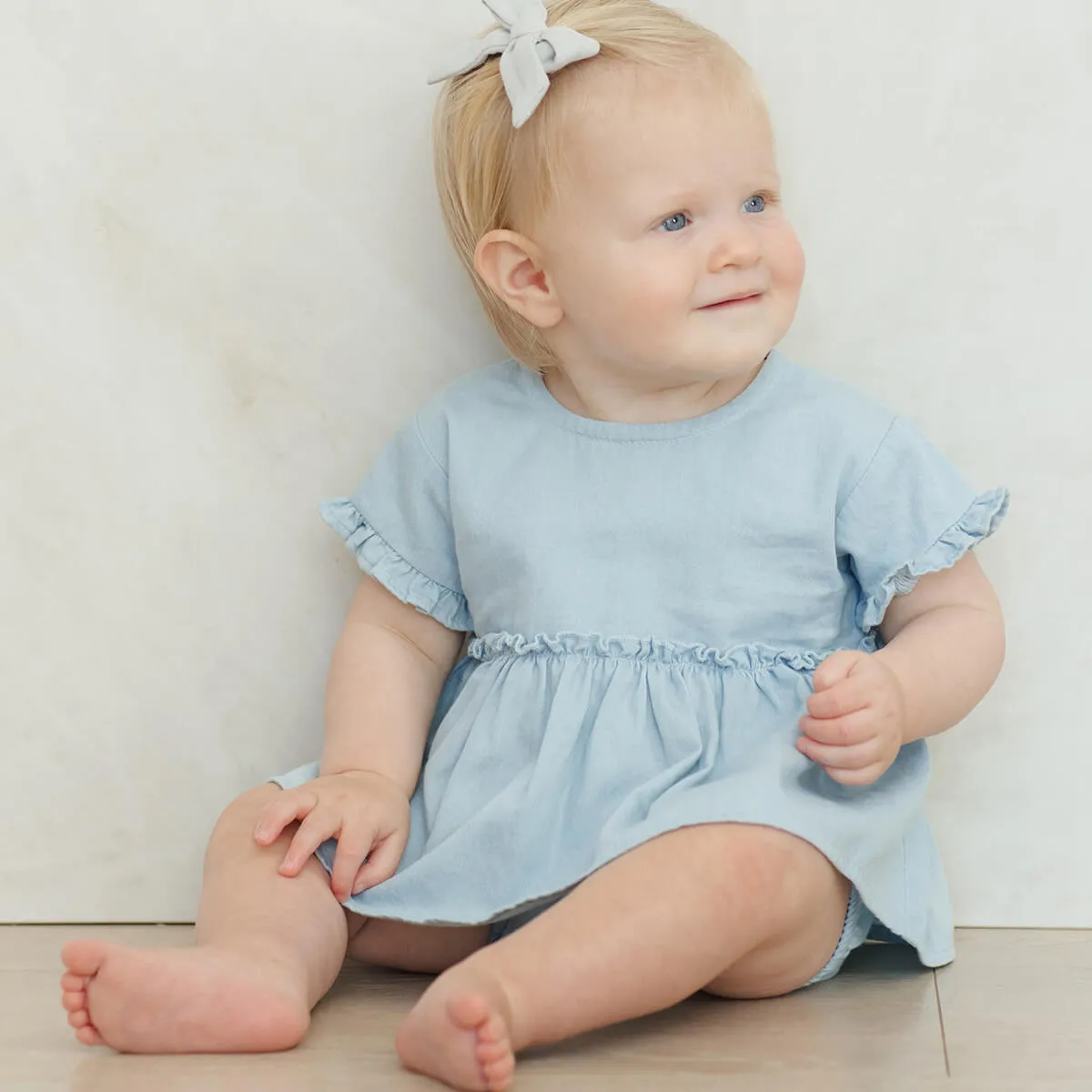 Sophie Dress in Chambray by Quincy Mae