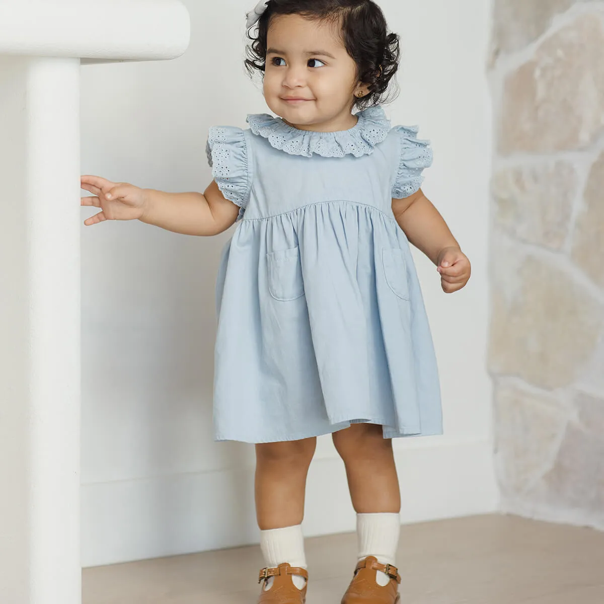 Sophie Dress in Chambray by Quincy Mae