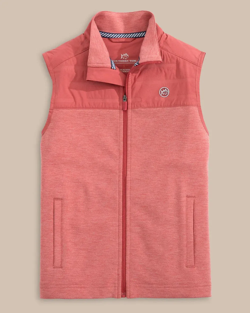 Southern Tide Coligny Quilted Vest in Mineral Red