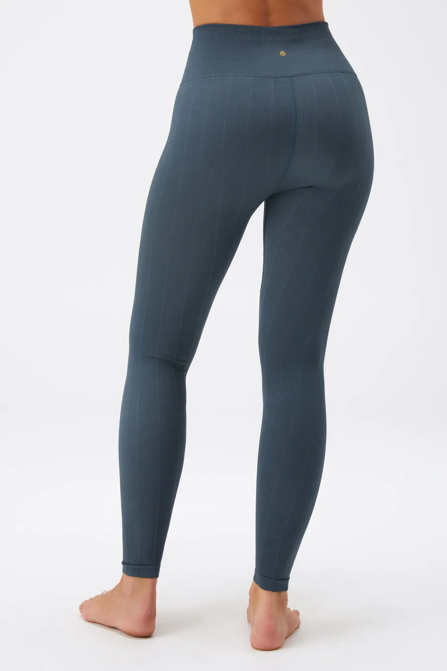 SPIRITUAL GANGSTER AMARA WIDE RIB SEAMLESS LEGGINGS - DEEP SEA BLUE