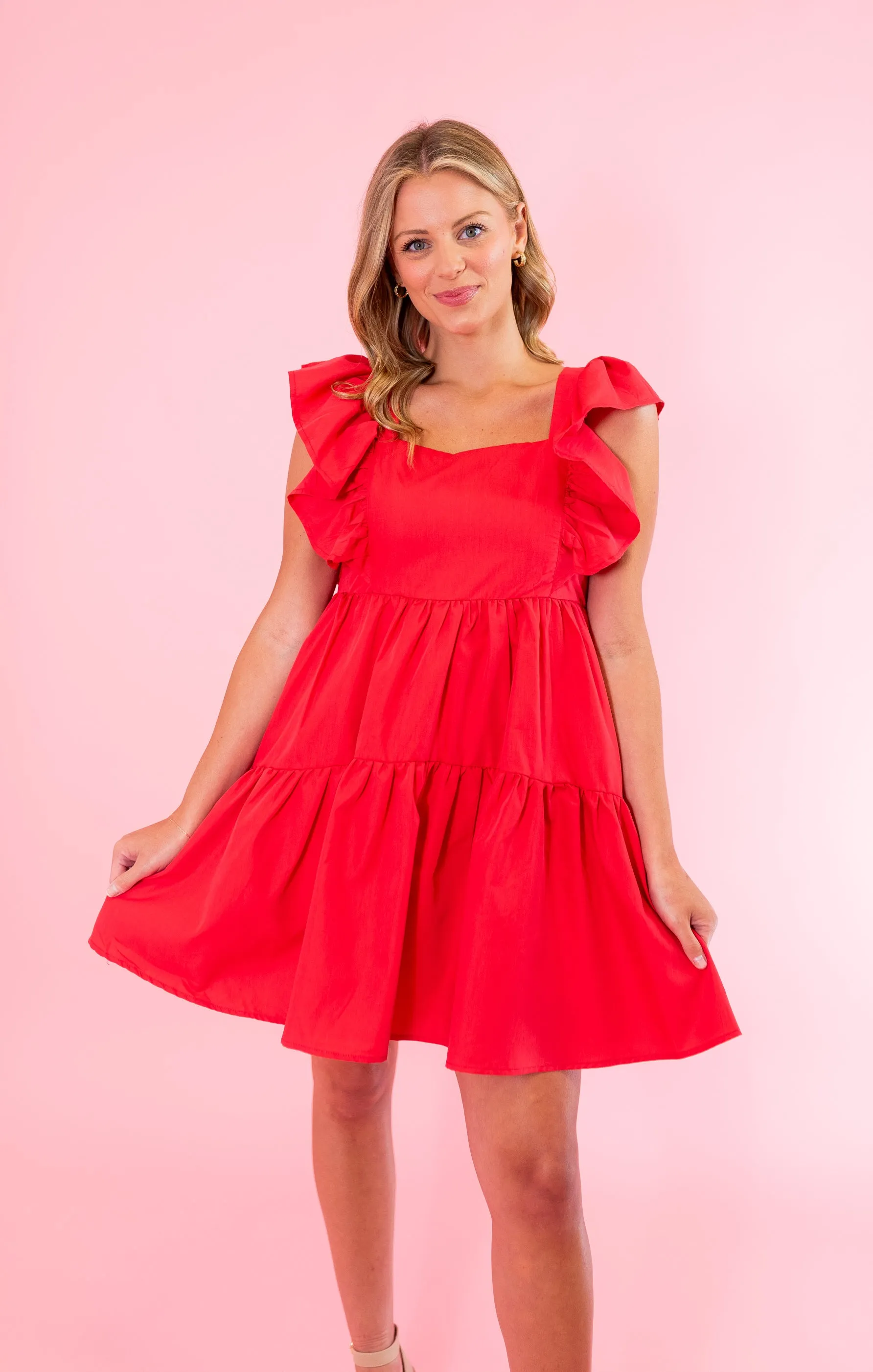 Square Neck Tiered Babydoll Dress