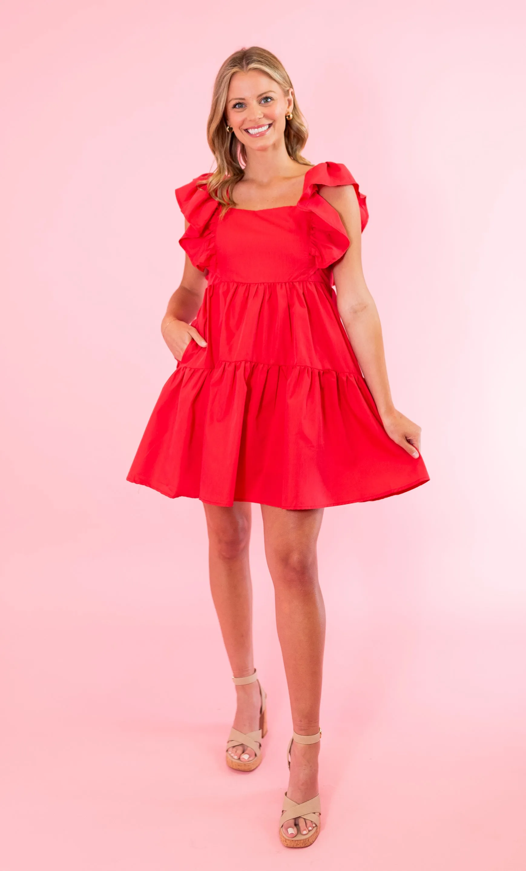 Square Neck Tiered Babydoll Dress