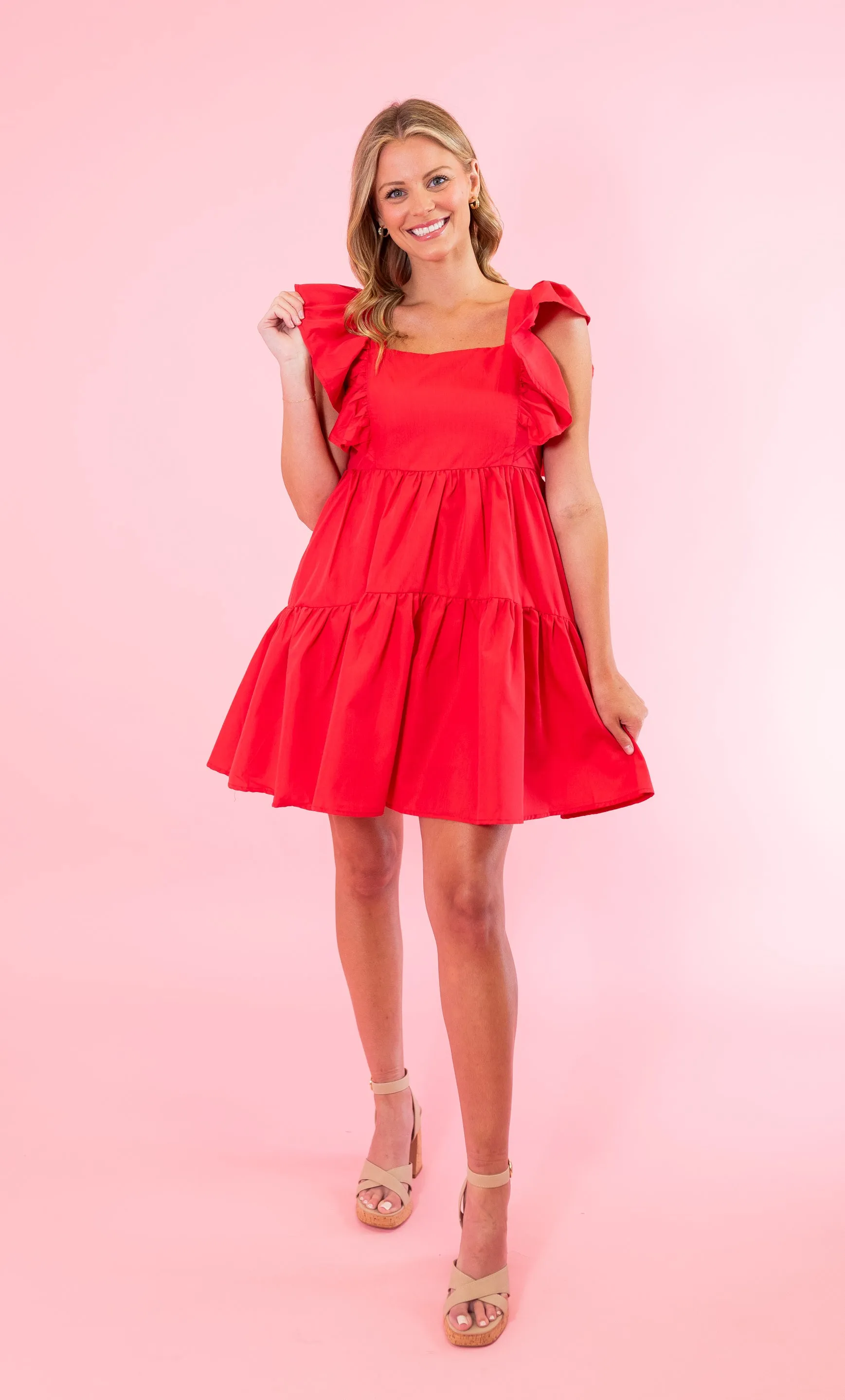 Square Neck Tiered Babydoll Dress