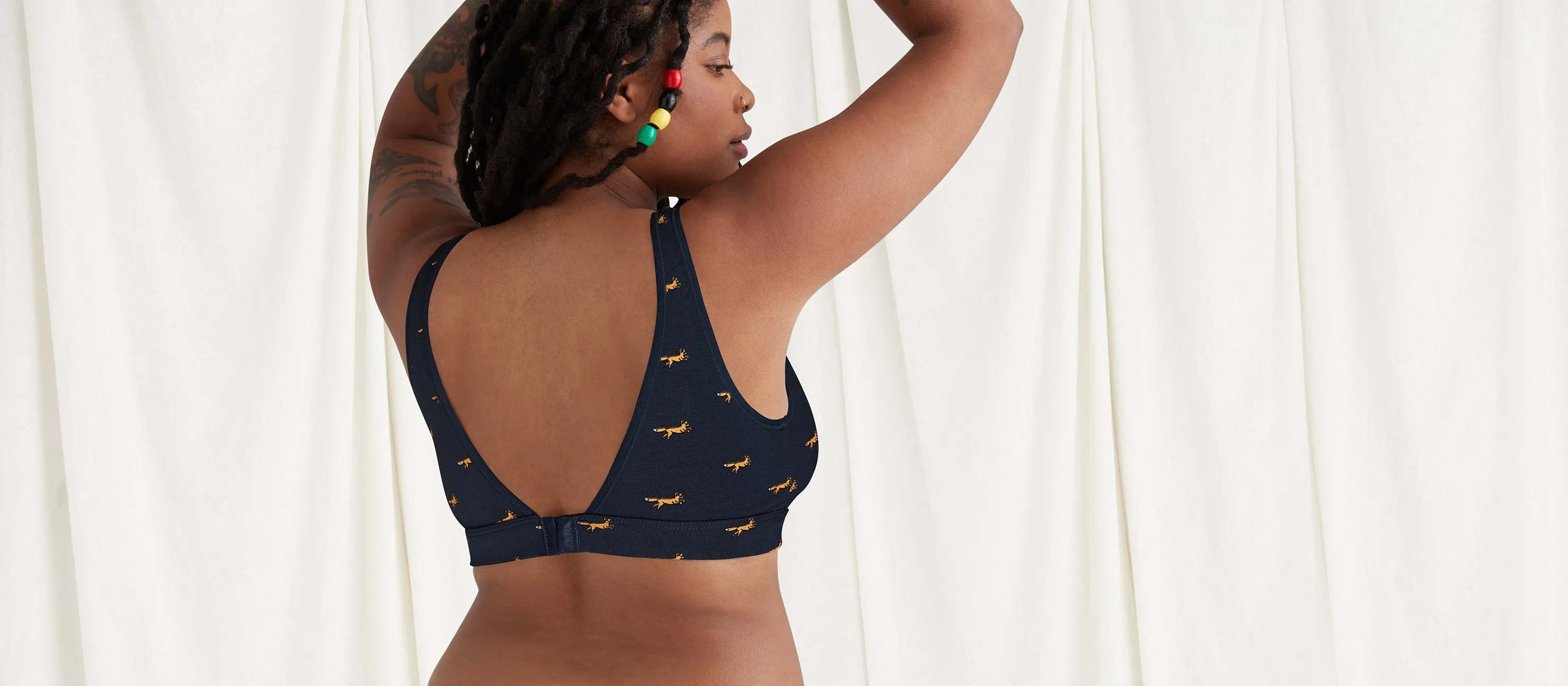 Stretch Cotton V-Neck Bralette | Foxes