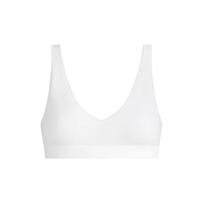 Stretch Cotton V-Neck Bralette | White