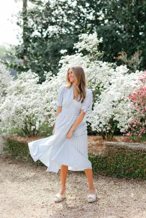Striped Zippered Midi Dress