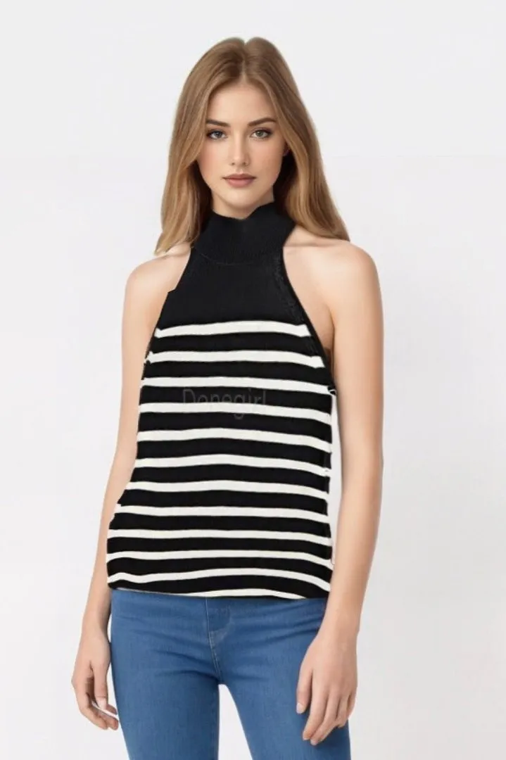 Summer Casual Office Wear Sets Classic Stripe Tank Top and Trendy Loose Khaki Pant Sets