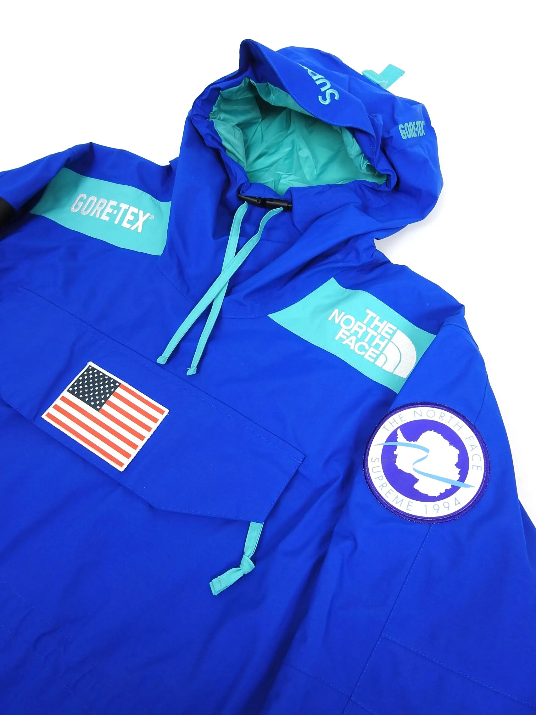 Supreme x The North Face Gore-tex Blue Expedition Pullover Jacket Size Medium