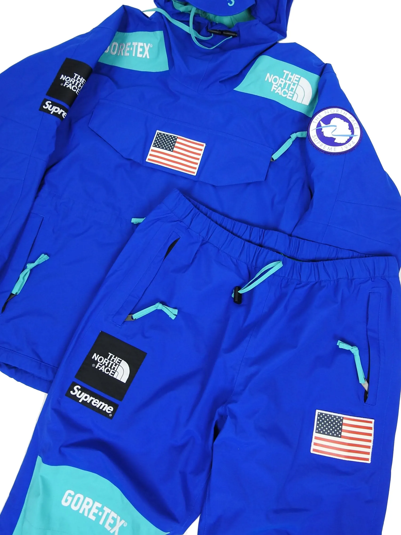 Supreme x The North Face Gore-tex Blue Expedition Pullover Jacket Size Medium