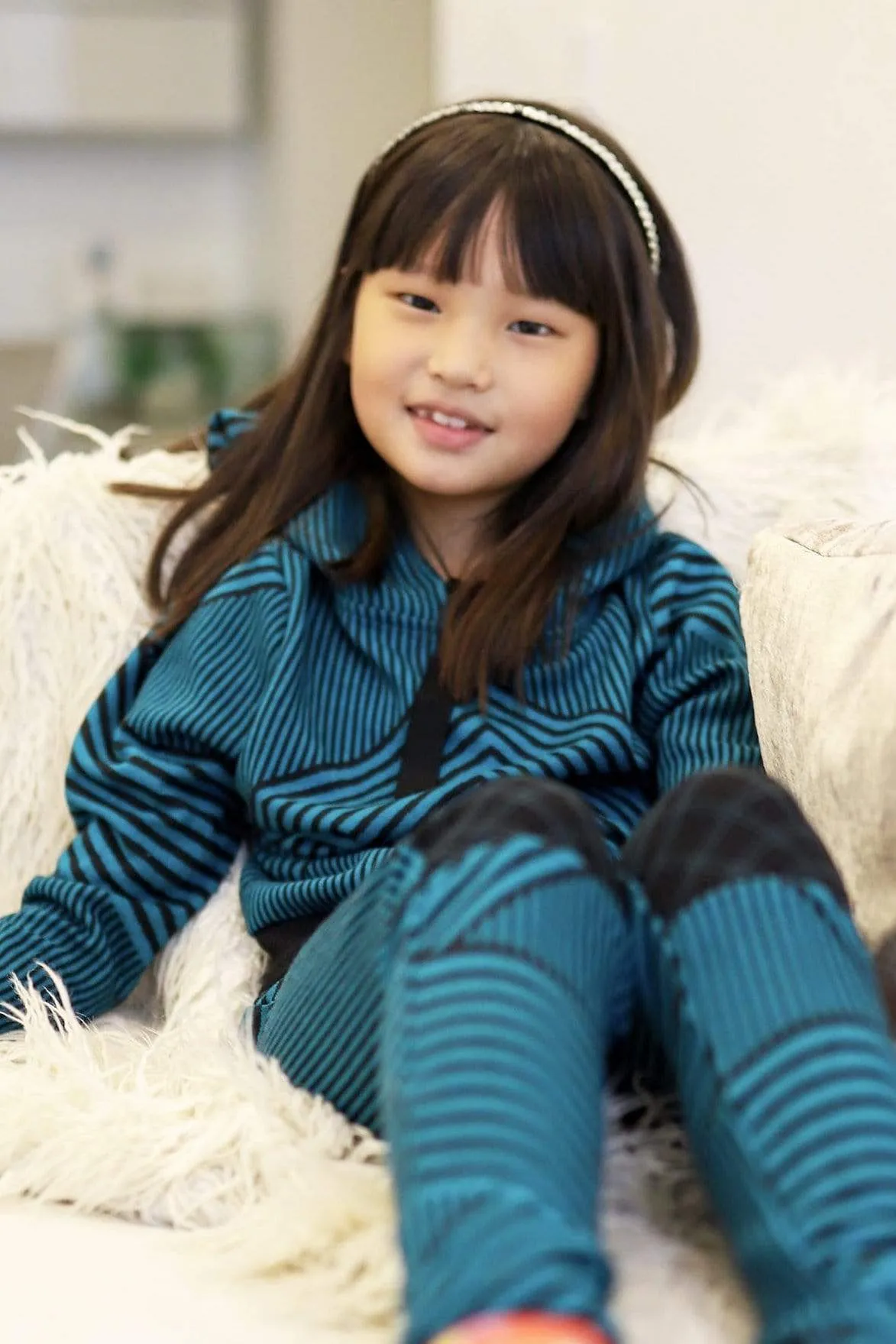 Teal and Black Stripe Brit Wit  Sweatshirt Top - Girls