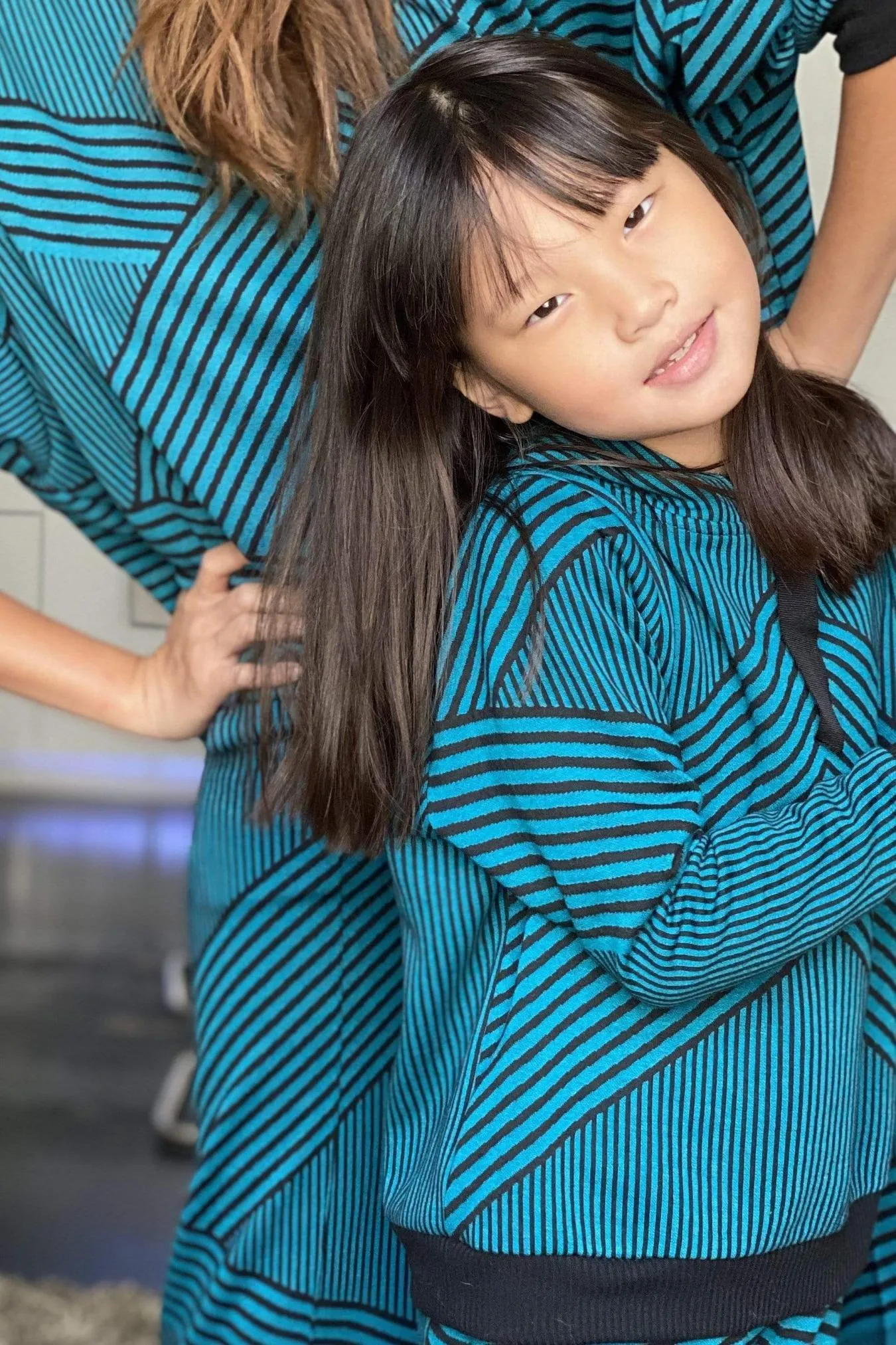 Teal and Black Stripe Brit Wit  Sweatshirt Top - Girls