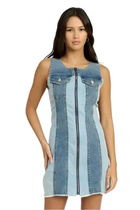 TEEK - BLUE COMBO COLOR BLOCK DENIM DRESS
