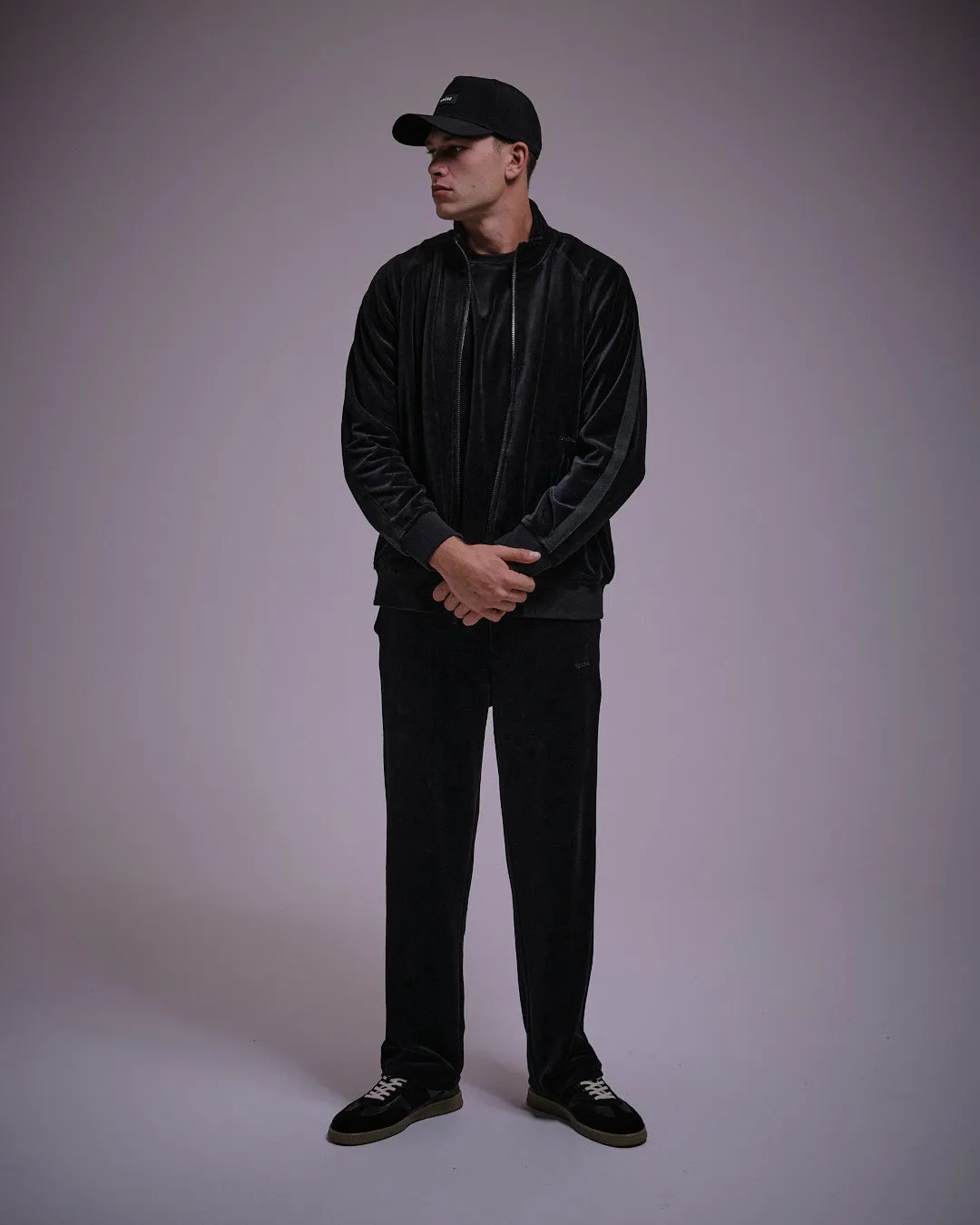 Tenore Velour Track Suit Pant - BLACK