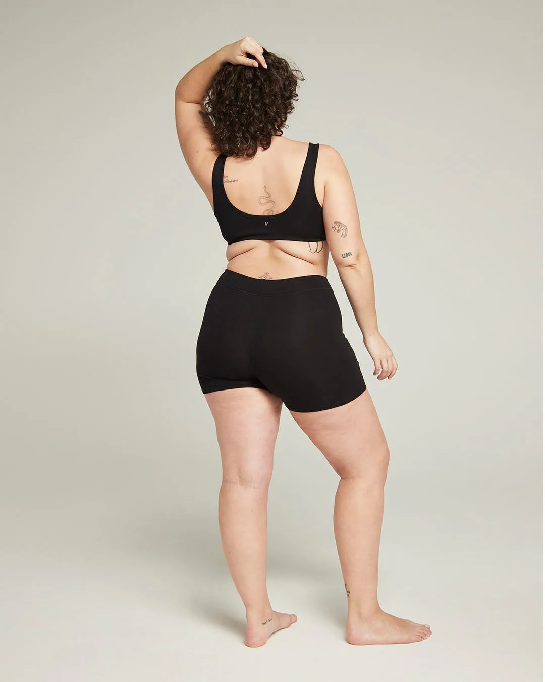 The Organic Cotton Dip Front Bralette - Black