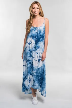 Tie Dye Print Spaghetti Strap Maxi Summer Dress
