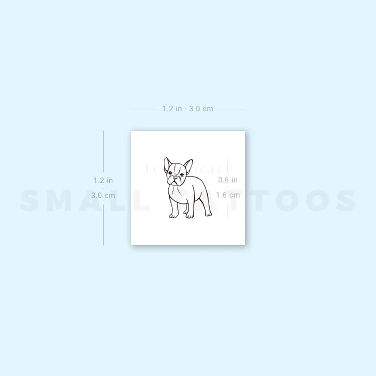 Tiny French Bulldog Temporary Tattoo (Set of 3)