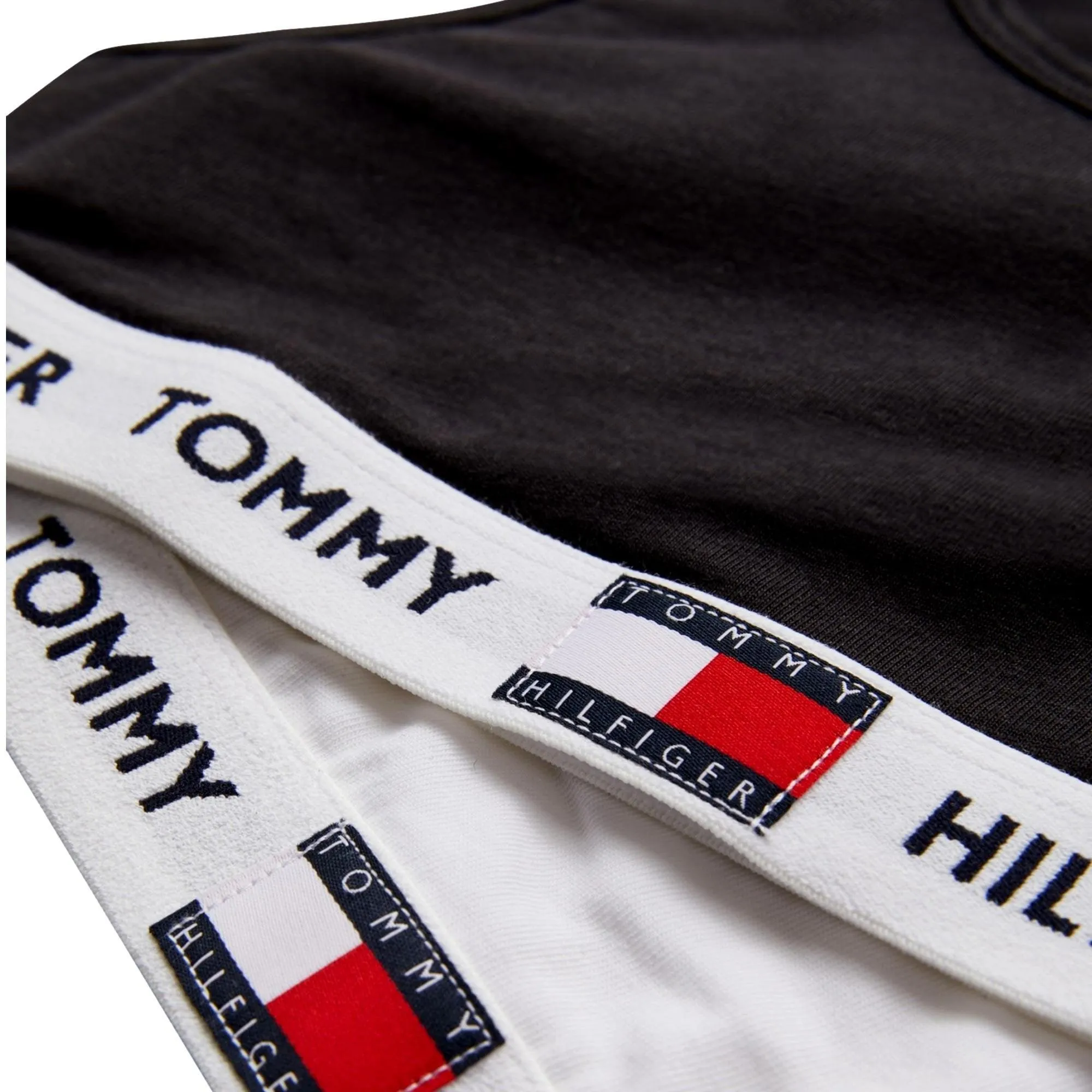 Tommy Hilfiger Girls 2 Pack Organic Cotton Repeat Logo Bralette - White/Black