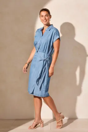 Tribal Dress - Shirt Dress Wrap - Scuba Blue