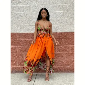 Tropical Maxi Dress-Orange