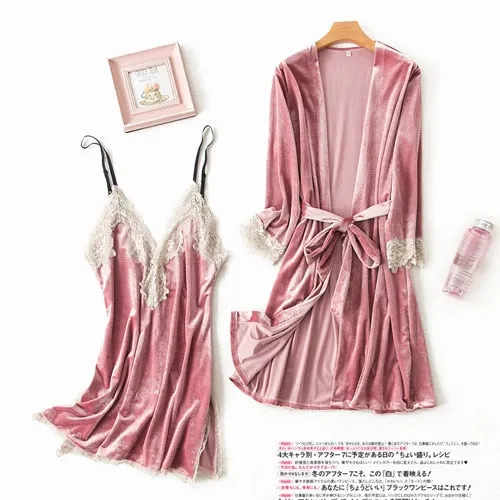 Two pieces Velvet sleepwear