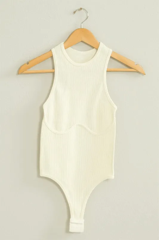 under bust seam ribbed bodysuit
