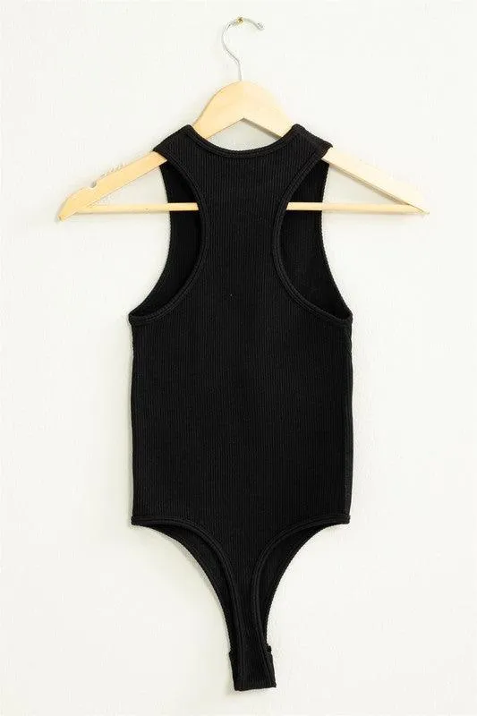 under bust seam ribbed bodysuit