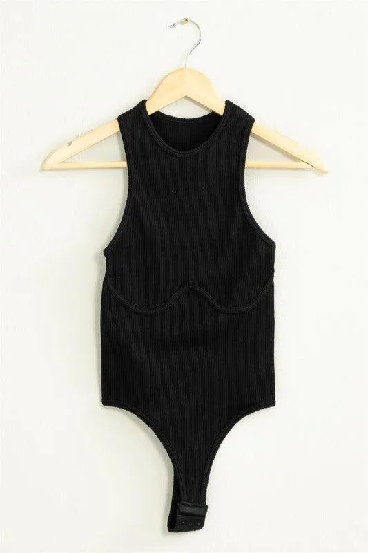 under bust seam ribbed bodysuit