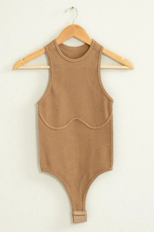 under bust seam ribbed bodysuit