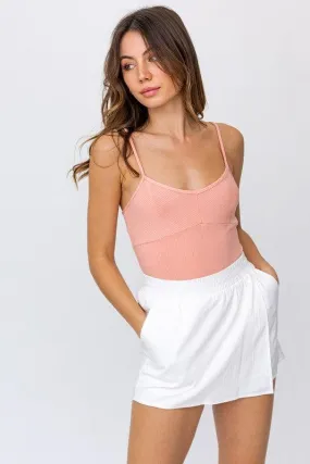 v-neck ribbed sleeveless  bodysuit