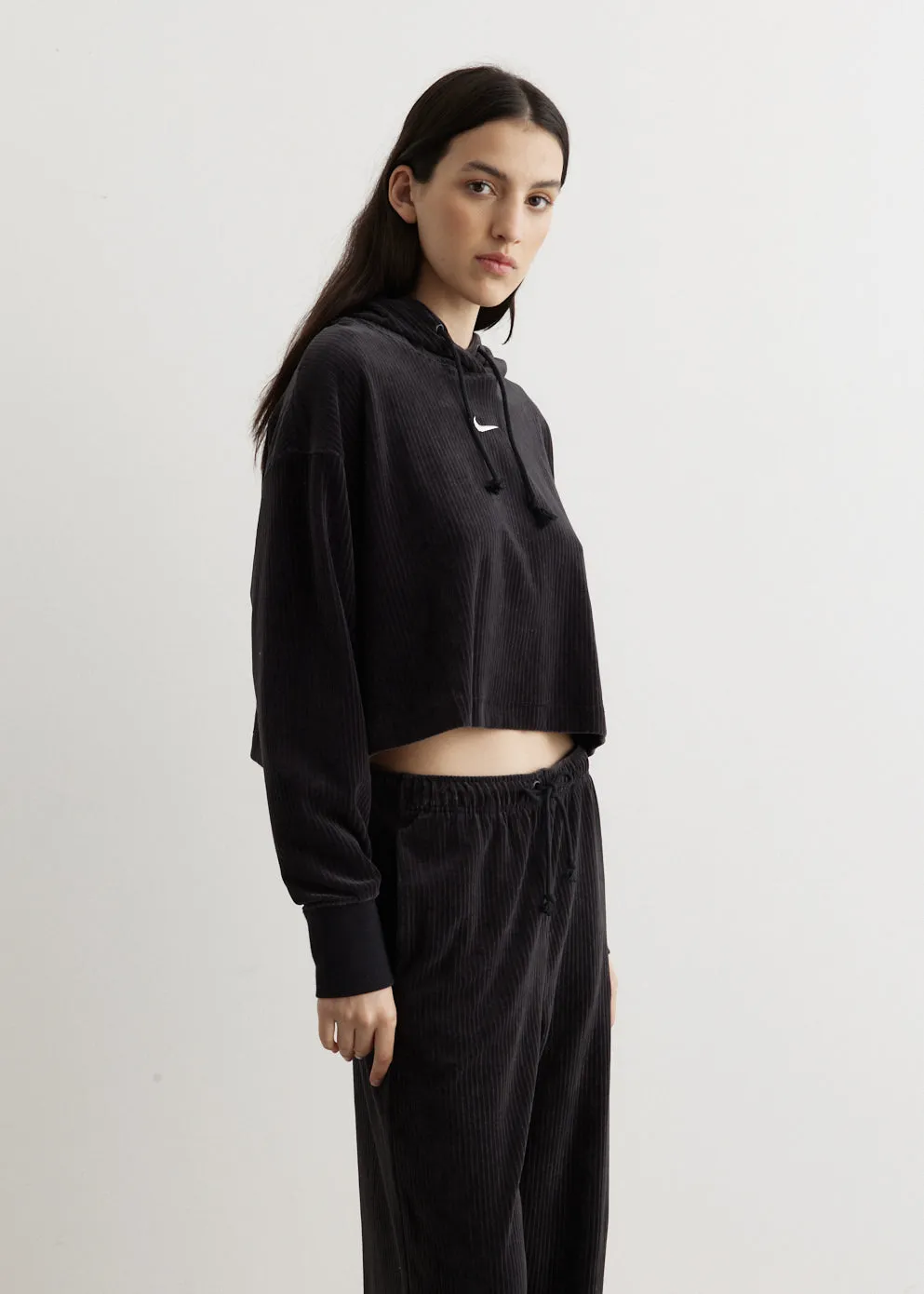 Velour Crop Hoodie