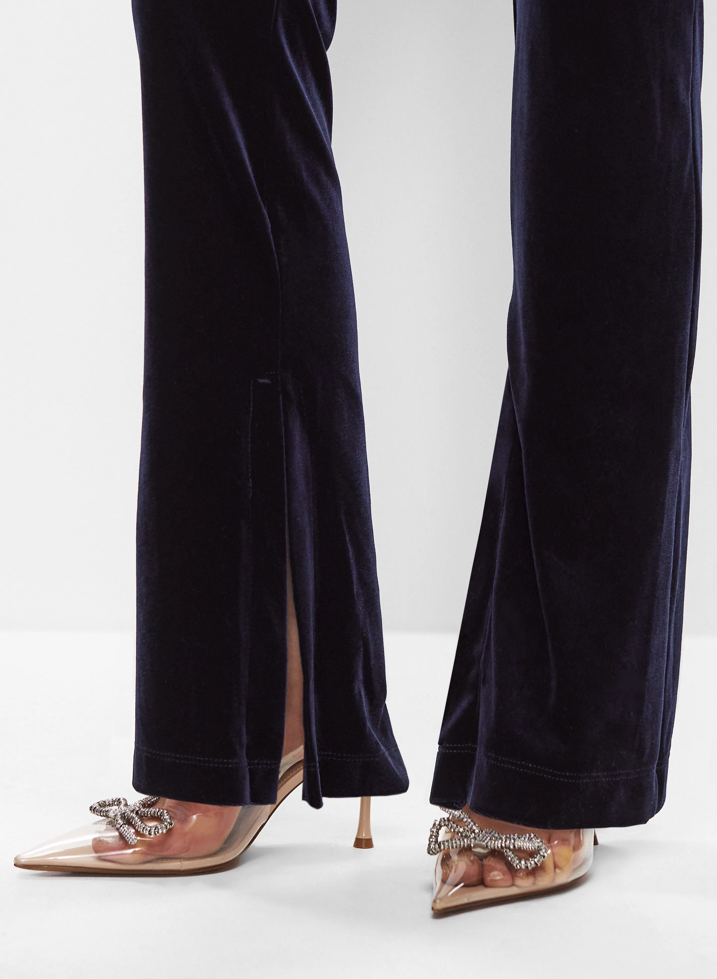 Velour Flare Leg Pull-On Pants