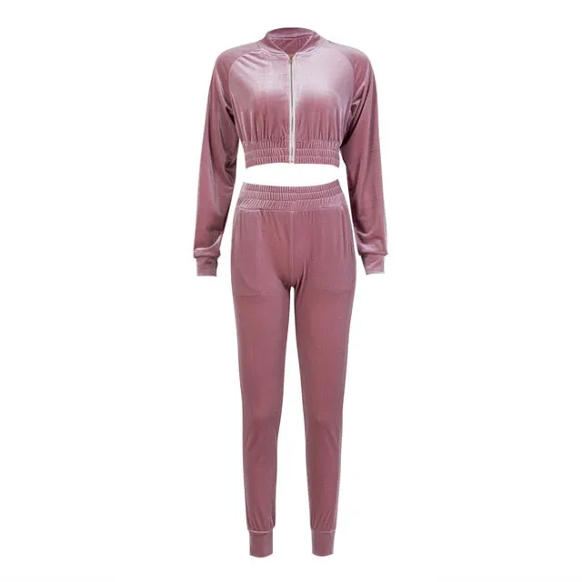 Velour Smooth Sweatshirt & Pants Sets