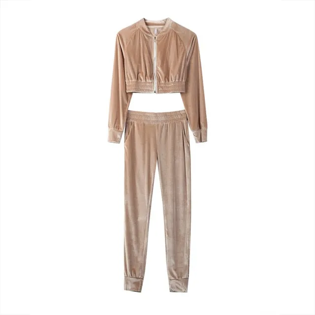 Velour Smooth Sweatshirt & Pants Sets