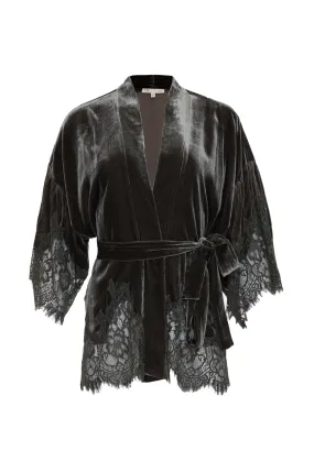 Velvet Coco Lace Kimono Dark Grey