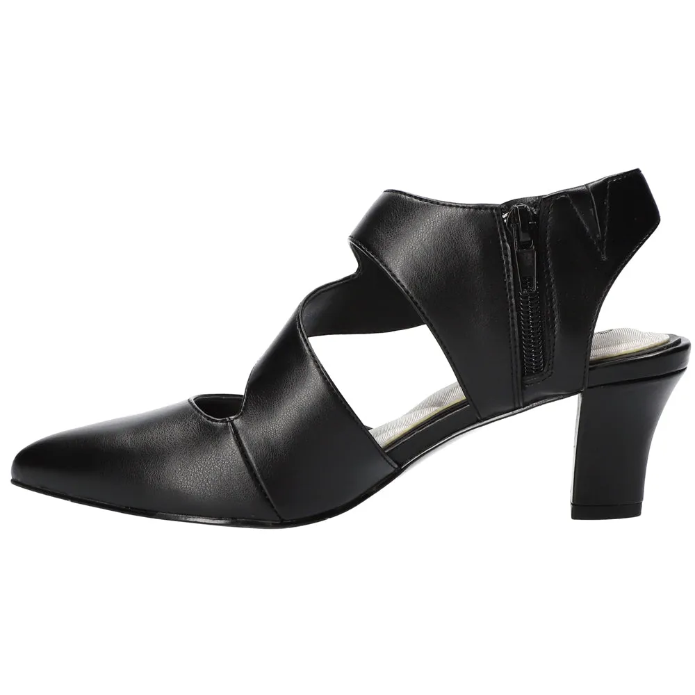 Venue Zippered Block Heel Asymmetrical Pumps