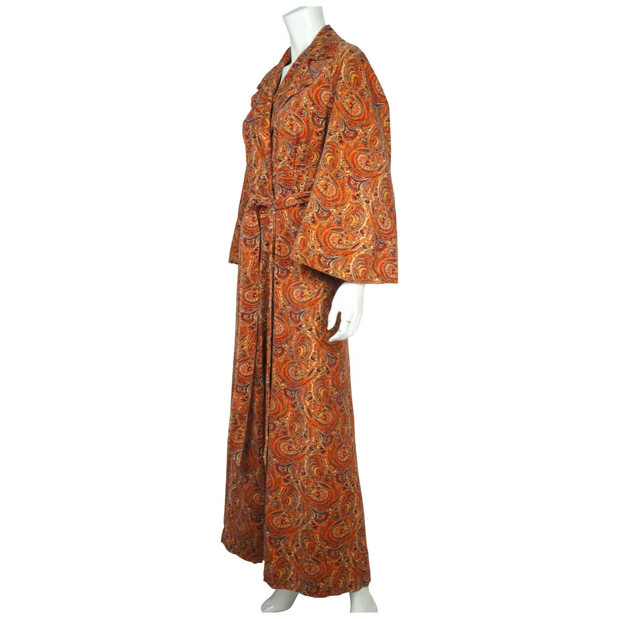 Vintage 1960s Paisley Velvet Dressing Gown Liberty Print Fabric Ladies Size M